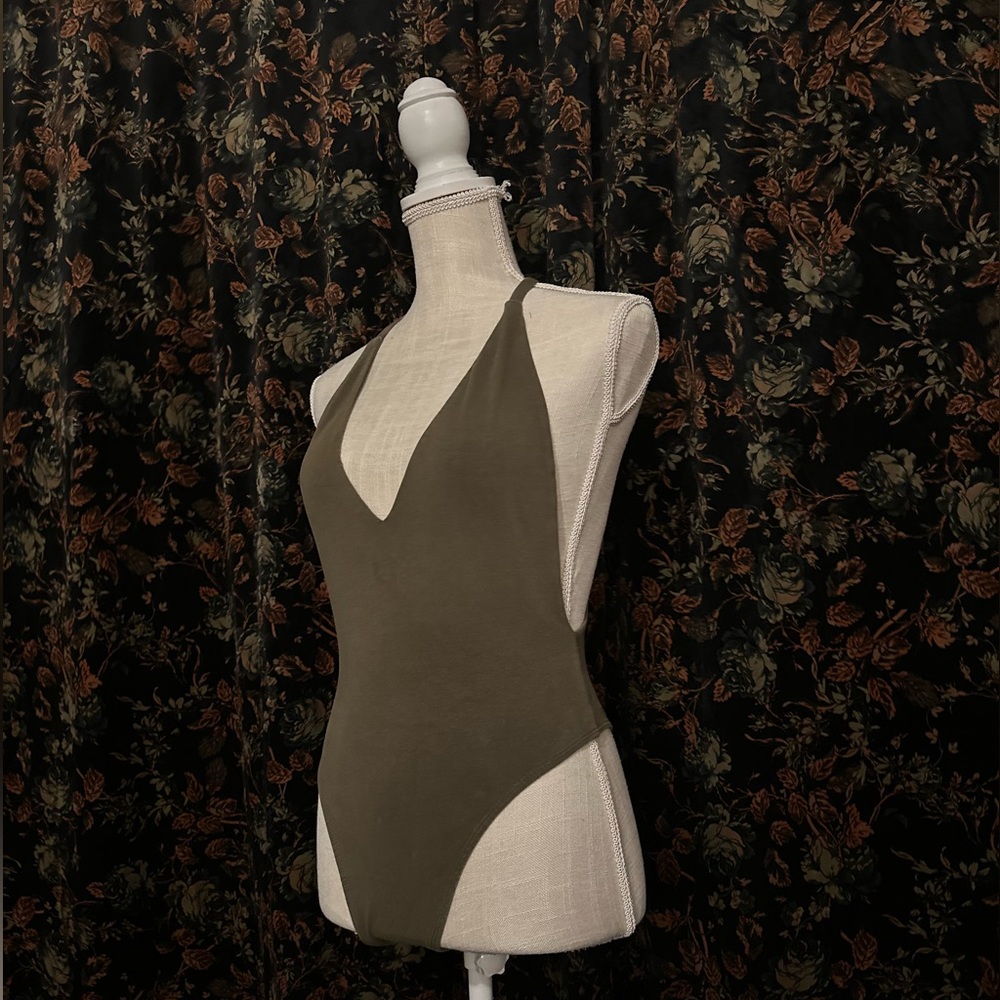 Green V-cut Body Suit - Women’s Small